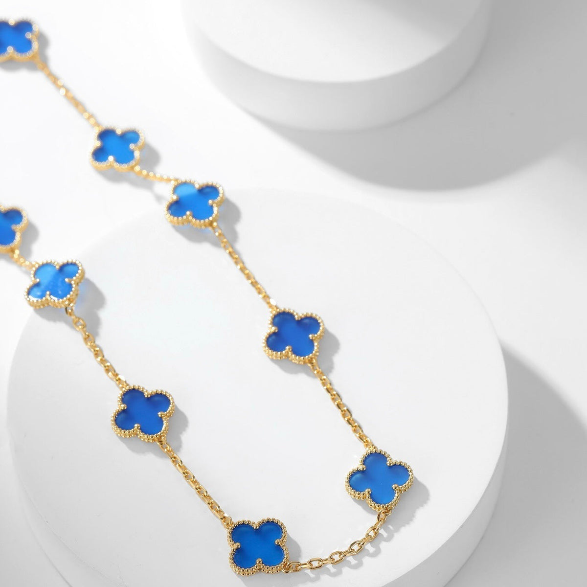 [⭐Novea]CLOVER 10 MOTIFS BLUE AGATE NECKLACE