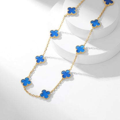 [⭐Novea]CLOVER 10 MOTIFS BLUE AGATE NECKLACE