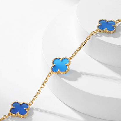 [⭐Novea]CLOVER 10 MOTIFS BLUE AGATE NECKLACE