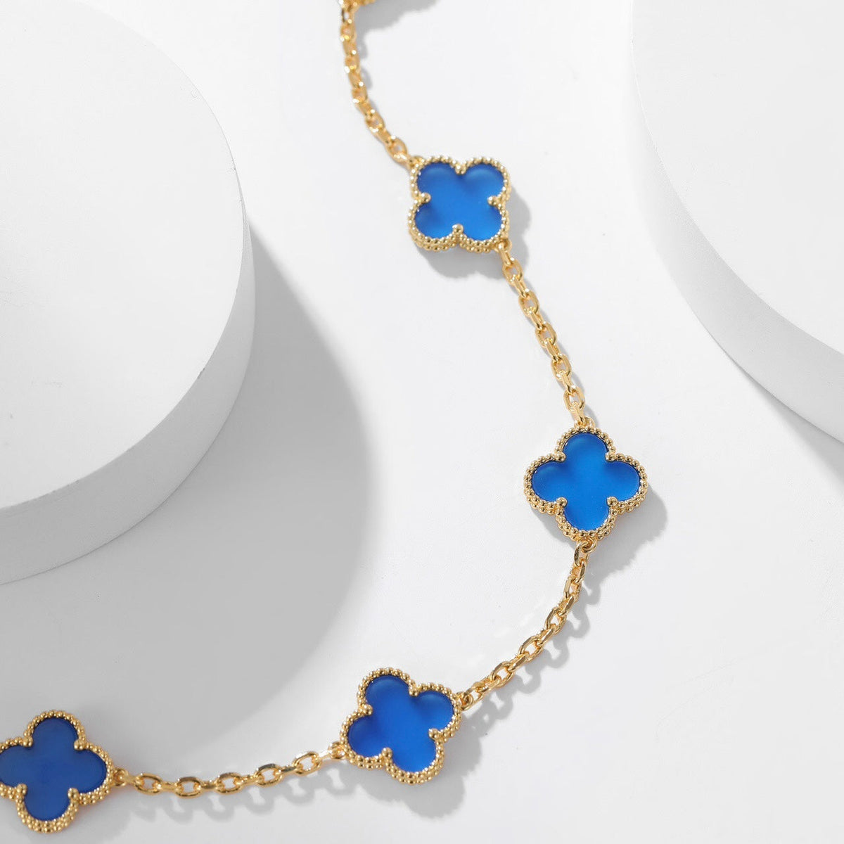 [⭐Novea]CLOVER 10 MOTIFS BLUE AGATE NECKLACE