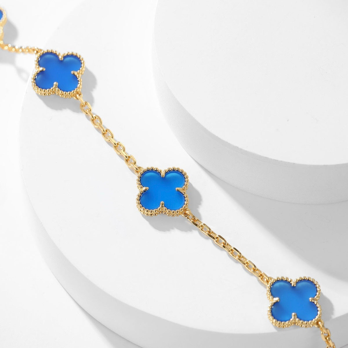 [⭐Novea]CLOVER 10 MOTIFS BLUE AGATE NECKLACE