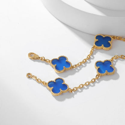 [⭐Novea]CLOVER 10 MOTIFS BLUE AGATE NECKLACE