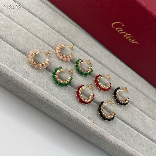 [⭐Novea]NEW COLORED GEMSTONE COLLECTION SMALL HOOP EARRINGS