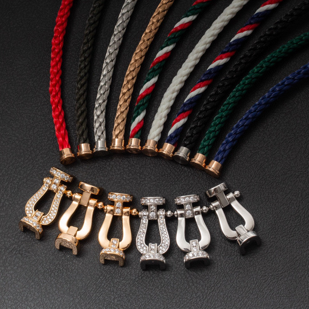 [⭐Novea]FORCE LARGE HORSESHOE FULL DIAMOND BRACELET SILVER