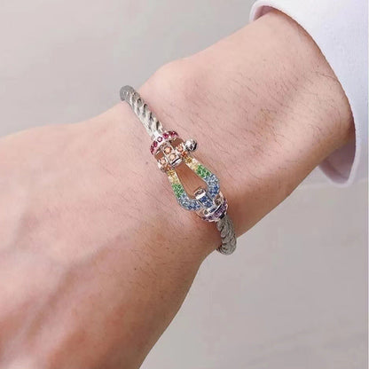 [⭐Novea]FORCE LARGE HORSESHOE  COLORED DIAMOND BRACELET ROSE GOLD