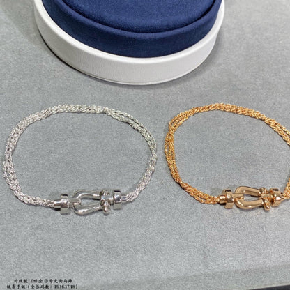 [⭐Novea]FORCE SMALL HORSESHOE  DIAMOND CHAIN ROPE BRACELET