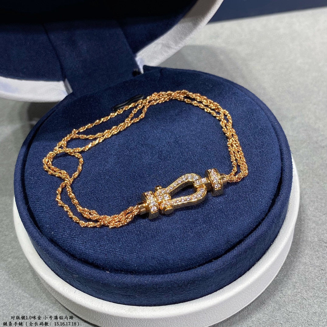 [⭐Novea]FORCE SMALL HORSESHOE  DIAMOND CHAIN ROPE BRACELET