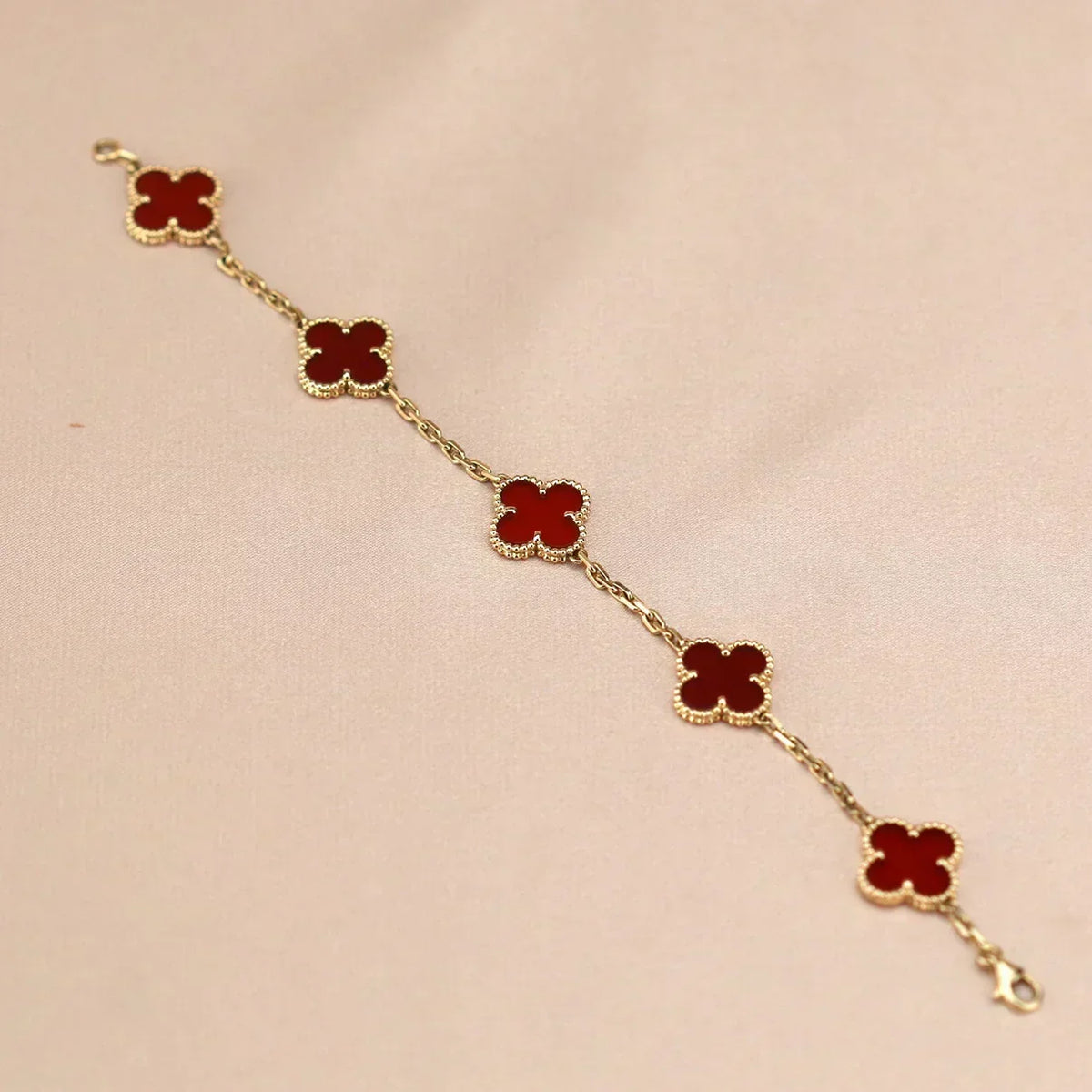 [⭐Novea] CLOVER 5 MOTIF RED CORNELIAN BRACELET COLLECTION