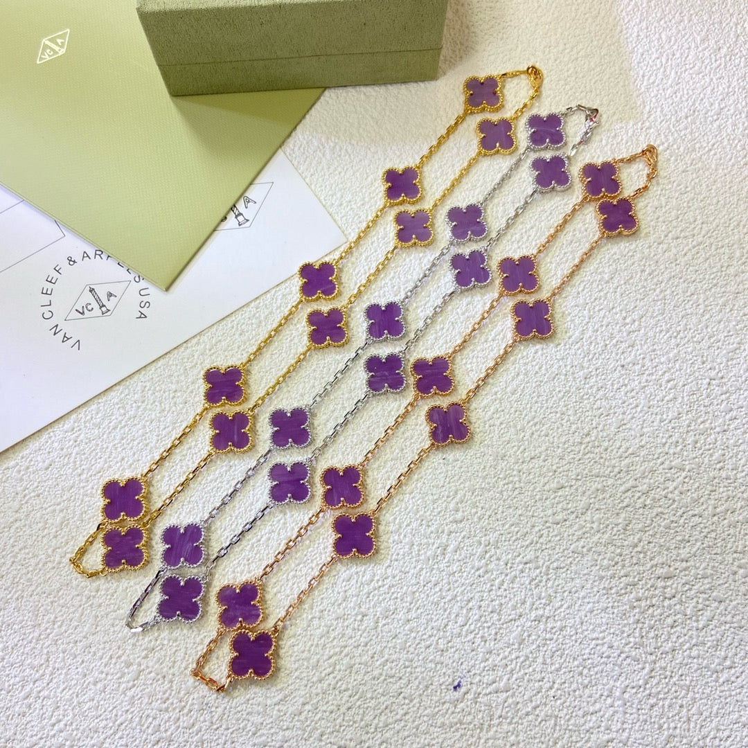 [⭐Novea Jewelry]CLOVER 10 MOTIFS  PURPLE VIOLET  NECKLACE