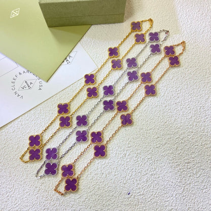 [⭐Novea Jewelry]CLOVER 10 MOTIFS  PURPLE VIOLET  NECKLACE