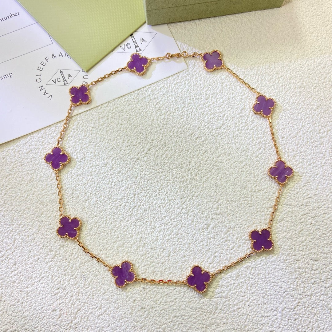 [⭐Novea Jewelry]CLOVER 10 MOTIFS  PURPLE VIOLET  NECKLACE