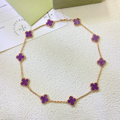 [⭐Novea Jewelry]CLOVER 10 MOTIFS  PURPLE VIOLET  NECKLACE
