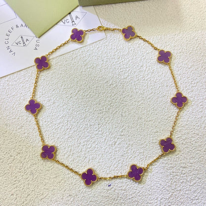 [⭐Novea Jewelry]CLOVER 10 MOTIFS  PURPLE VIOLET  NECKLACE