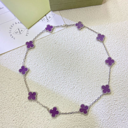 [⭐Novea Jewelry]CLOVER 10 MOTIFS  PURPLE VIOLET  NECKLACE