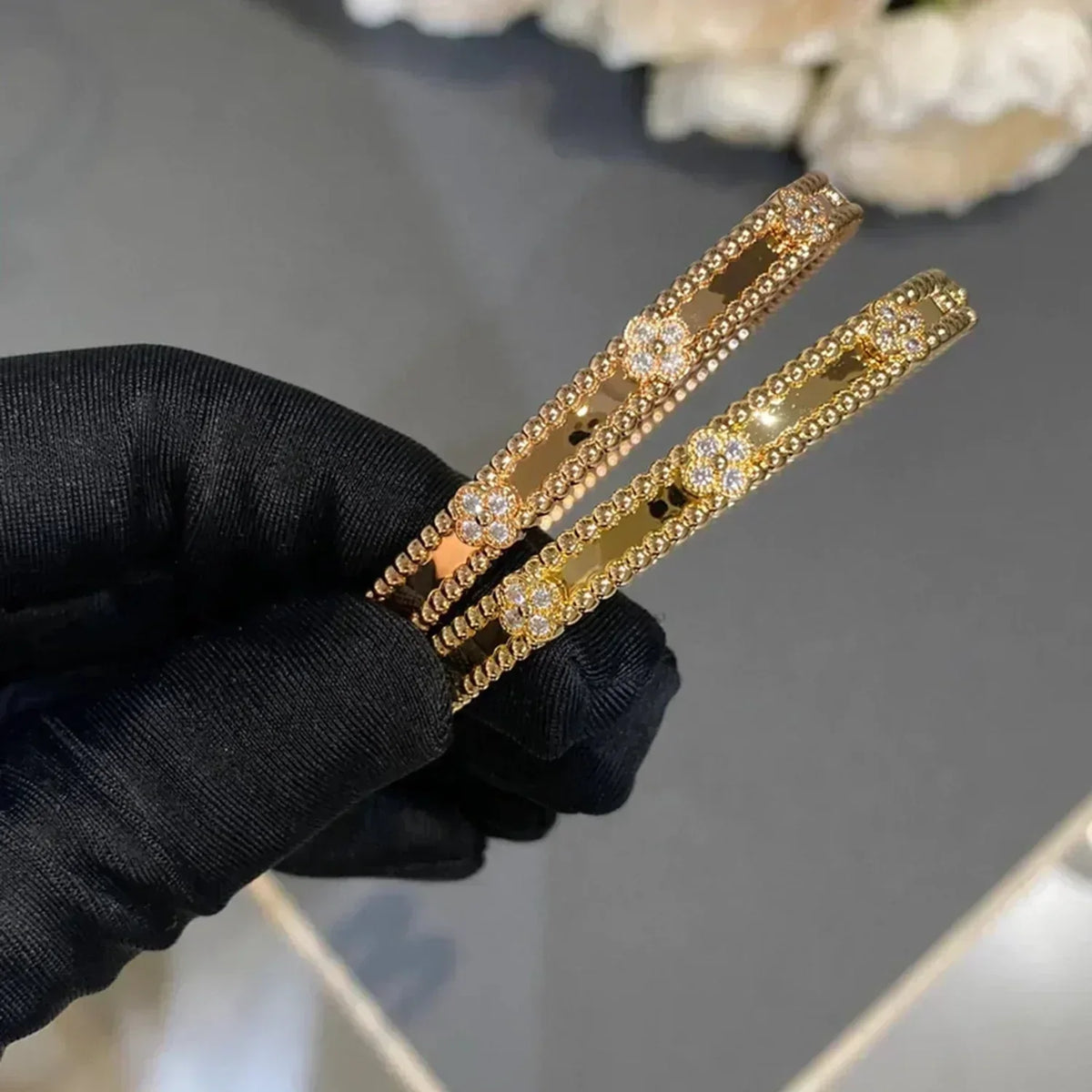[⭐Novea]CLOVER BRACELET 4MM DIAMONDS