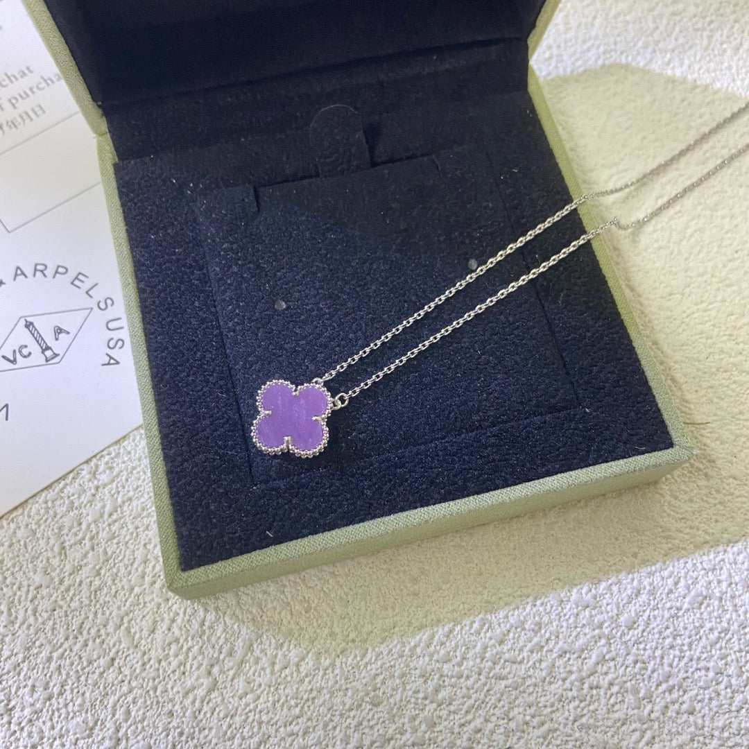 [⭐Novea Jewelry]CLOVER 15MM  PURPLE VIOLET NECKLACE