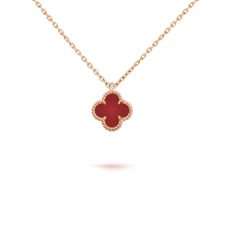 [⭐Novea]CLOVER MINI 9.5MM WHITE CARNELIANS NECKLACE