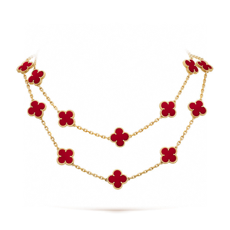 [⭐Novea]CLOVER 20 MOTIFS CARNELIAN NECKLACE