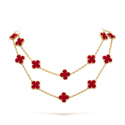 [⭐Novea]CLOVER 20 MOTIFS CARNELIAN NECKLACE