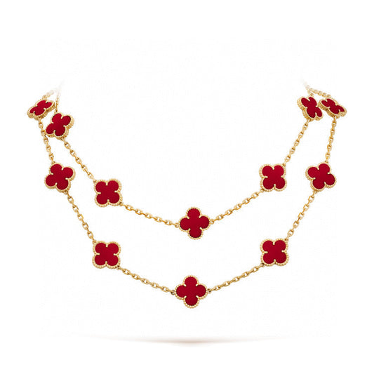 [⭐Novea]CLOVER 20 MOTIFS CARNELIAN NECKLACE