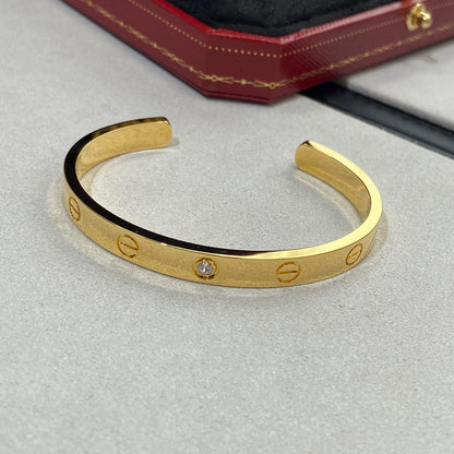 [⭐Novea]LOVE BRACELET 6.1MM 1 DIAMOND OPEN CUFF