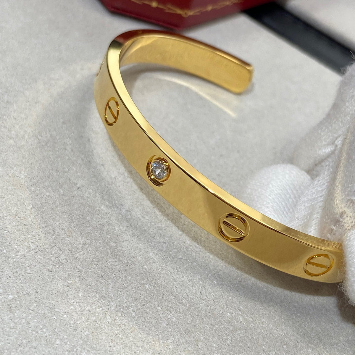 [⭐Novea]LOVE BRACELET 6.1MM 1 DIAMOND OPEN CUFF