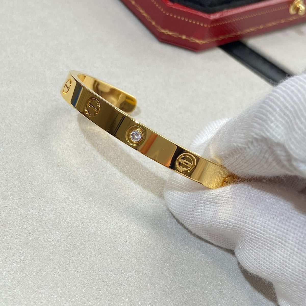 [⭐Novea]LOVE BRACELET 6.1MM 1 DIAMOND OPEN CUFF