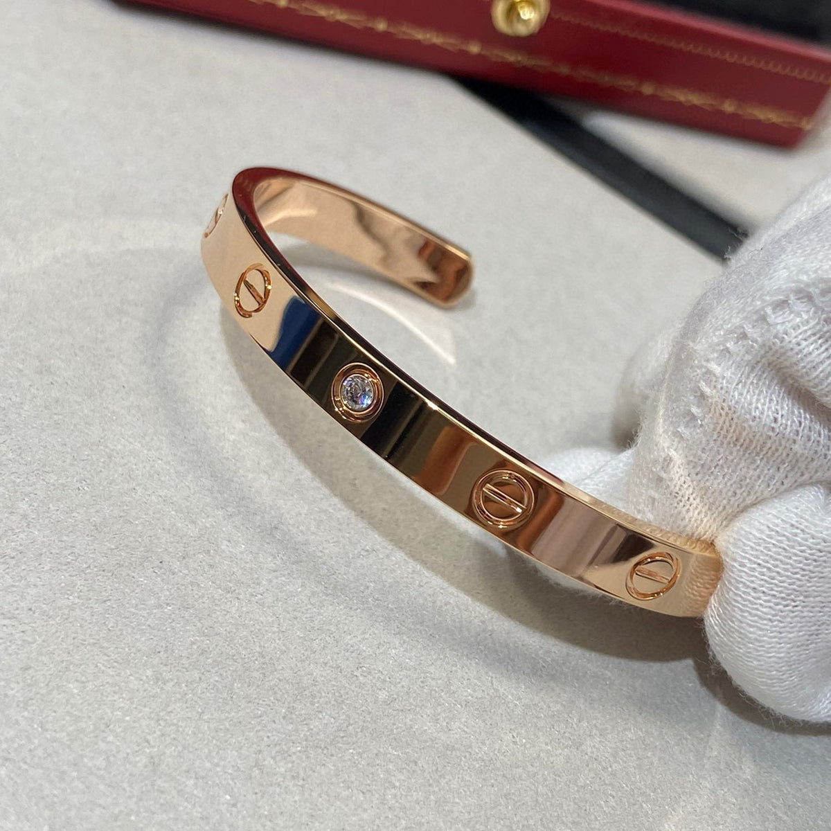 [⭐Novea]LOVE BRACELET 6.1MM 1 DIAMOND OPEN CUFF