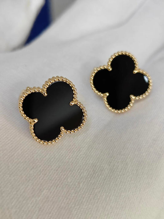 [⭐Novea]CLOVER 20MM BLACK MOP EARRINGS