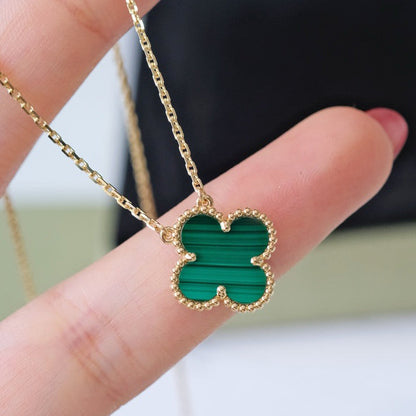 [⭐Novea]CLOVER 15MM MALACHITE SINGLE FLOWER  NECKLACE