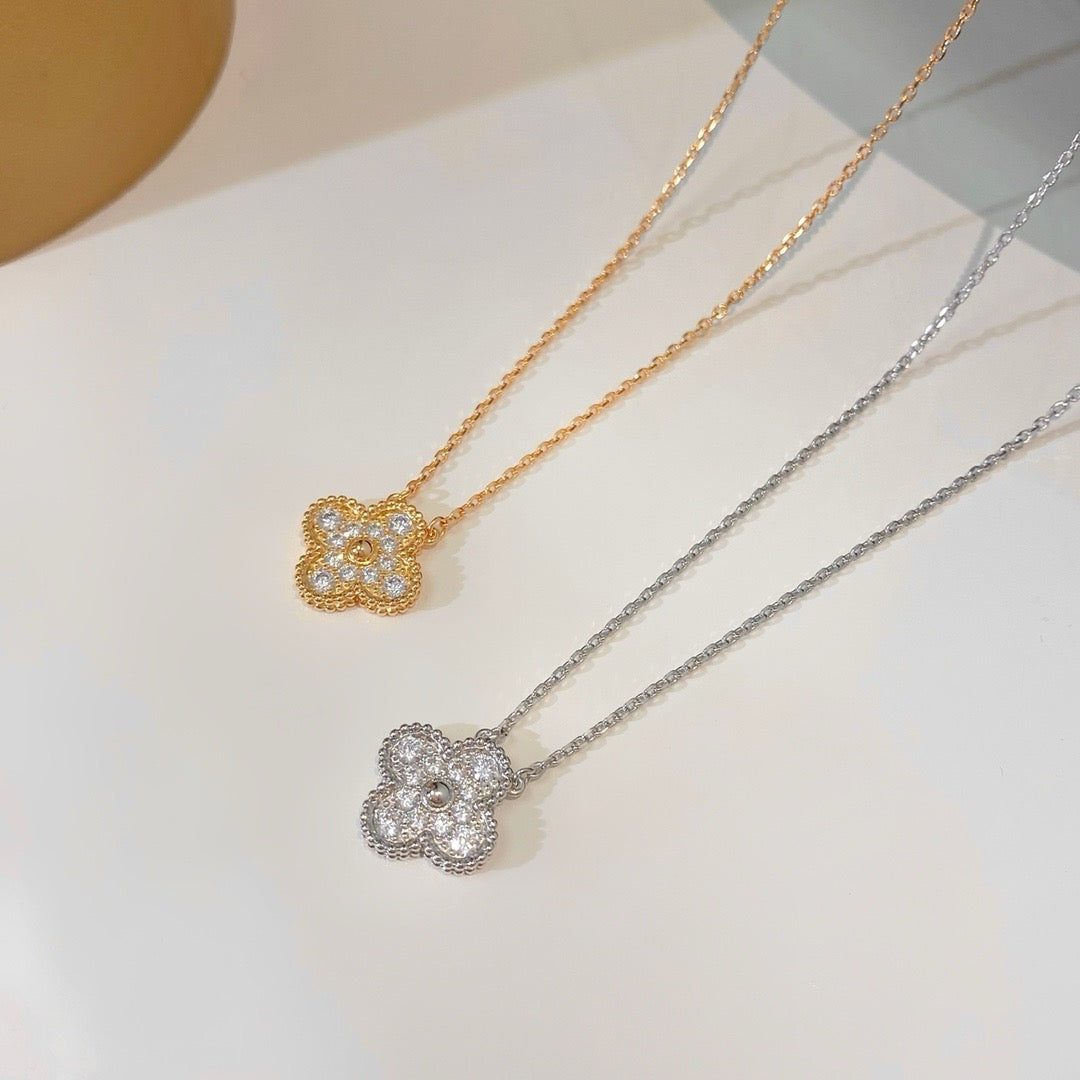 [⭐Novea]CLOVER 15MM DIAMOND SINGLE FLOWER NECKLACE