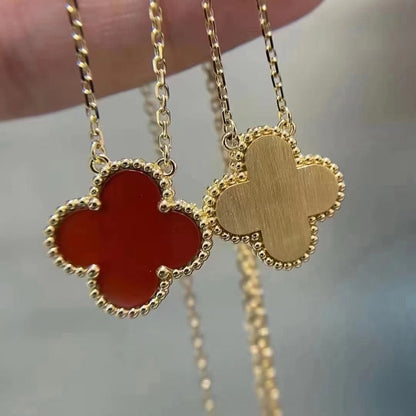 [⭐Novea]CLOVER 15MM CARNELIAN SINGLE FLOWER NECKLACE