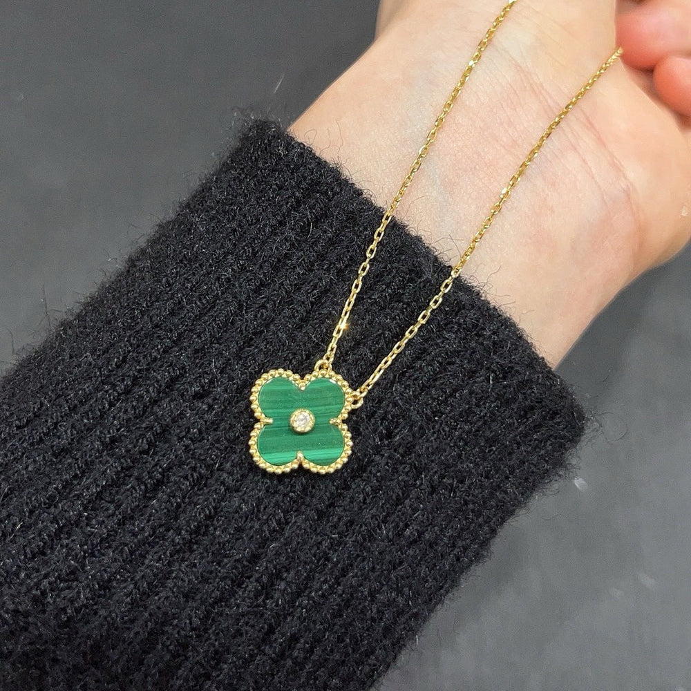 [⭐Novea]CLOVER 15MM DIAMOND TURQUOISE NECKLACE