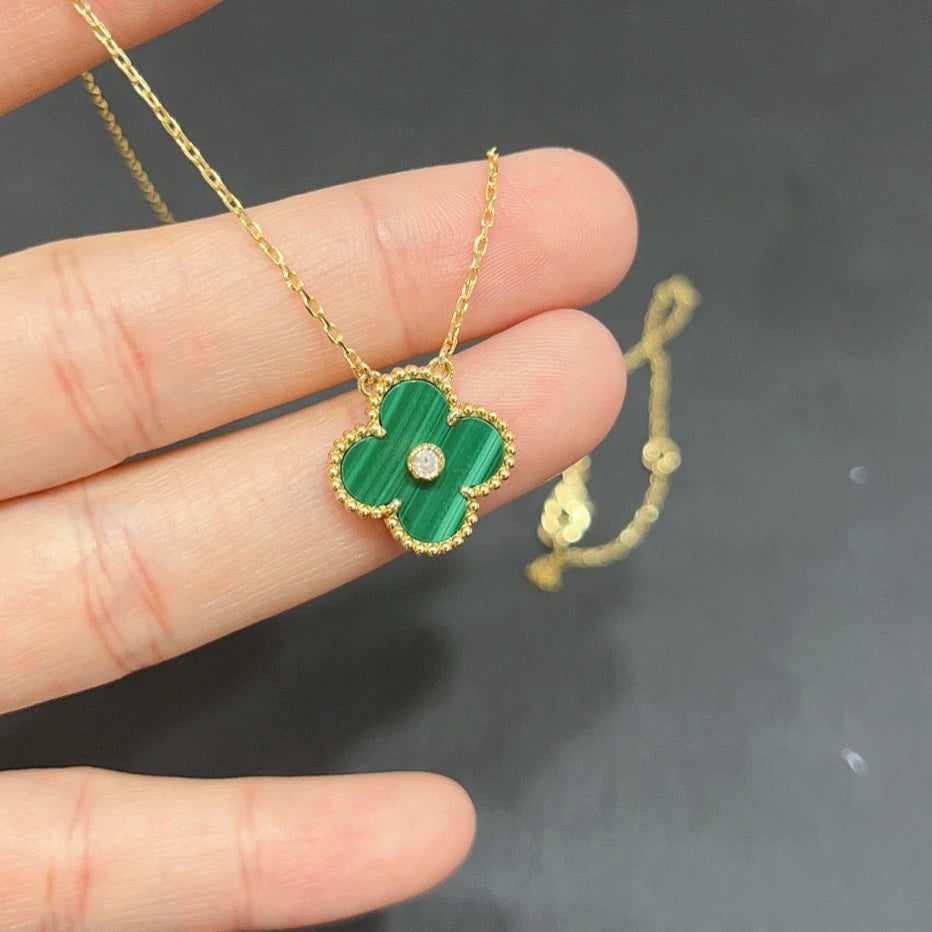 [⭐Novea]CLOVER 15MM DIAMOND TURQUOISE NECKLACE