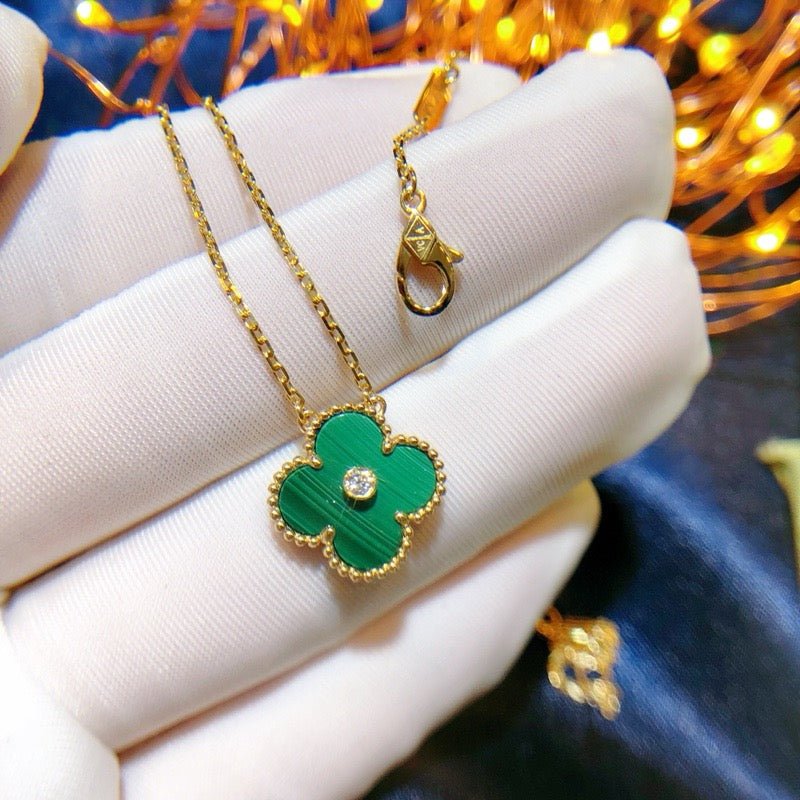 [⭐Novea]CLOVER 15MM DIAMOND TURQUOISE NECKLACE