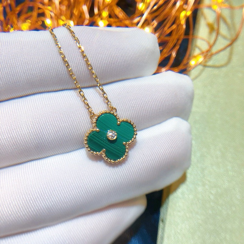 [⭐Novea]CLOVER 15MM DIAMOND TURQUOISE NECKLACE