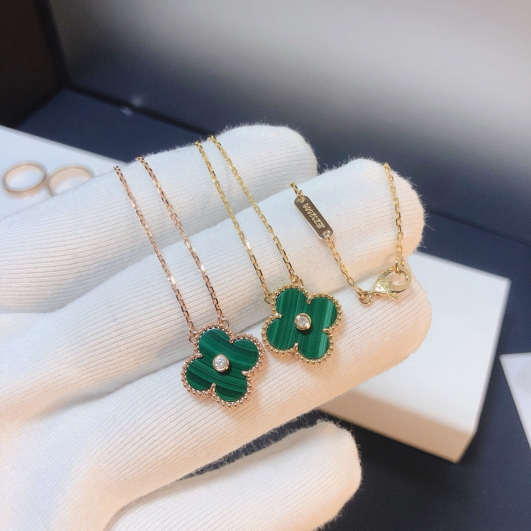 [⭐Novea]CLOVER 15MM DIAMOND TURQUOISE NECKLACE