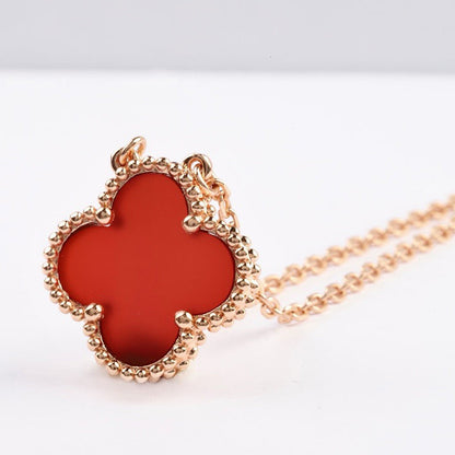 [⭐Novea]CLOVER 15MM CARNELIAN SINGLE FLOWER NECKLACE