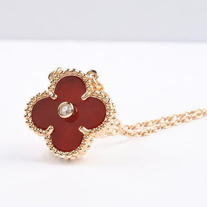 [⭐Novea]CLOVER 15MM DIAMOND CARNELIAN NECKLACE