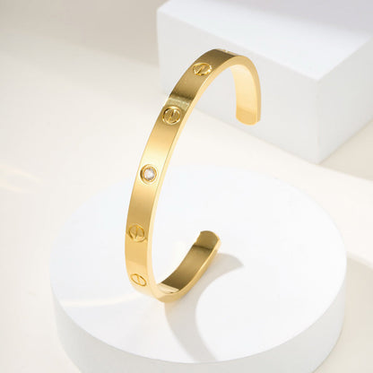 [⭐Novea]LOVE BRACELET 6.1MM 1 DIAMOND OPEN CUFF
