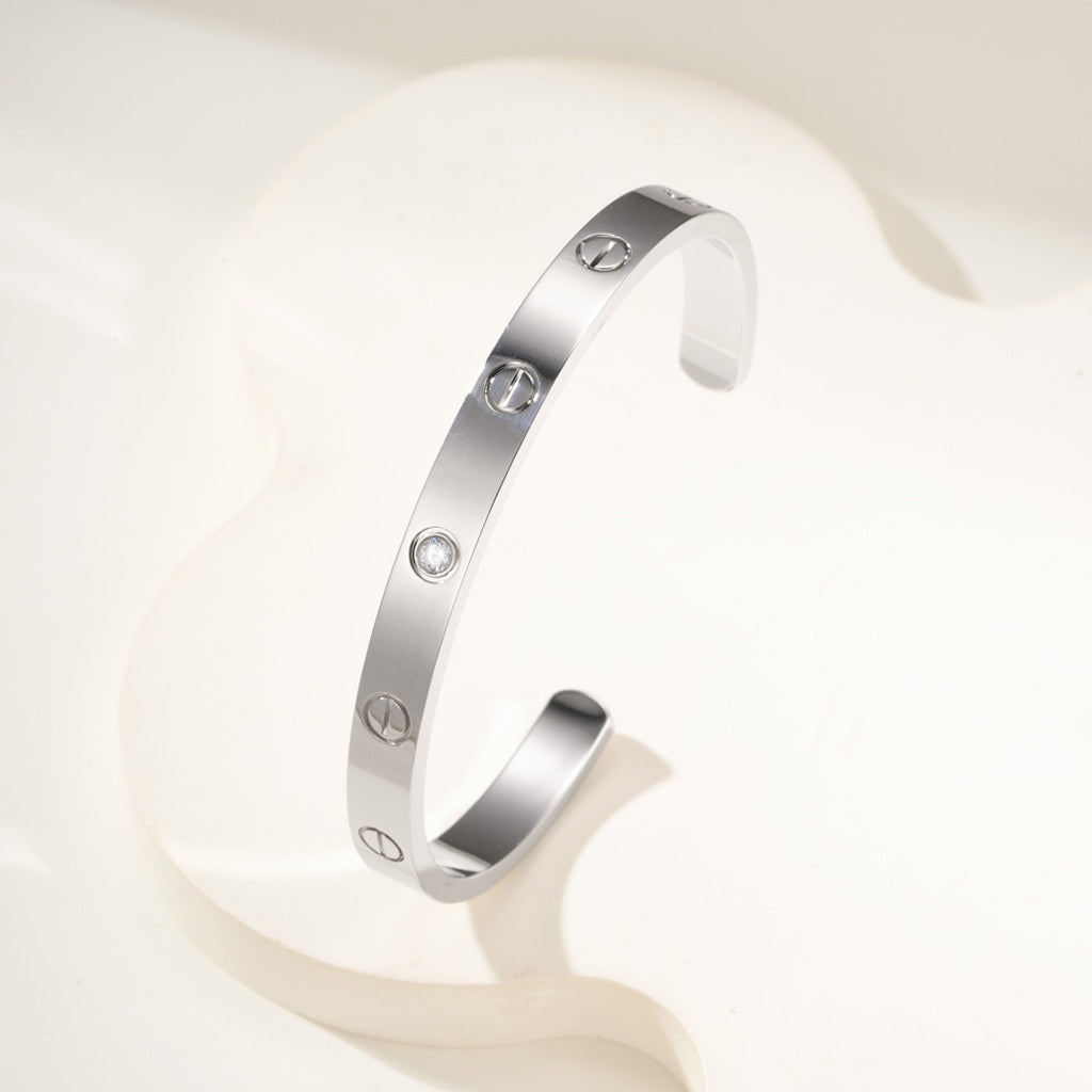 [⭐Novea]LOVE BRACELET 6.1MM 1 DIAMOND OPEN CUFF