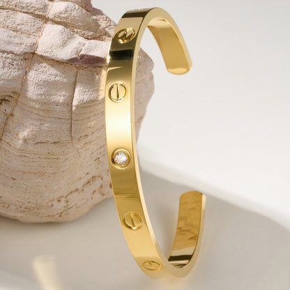 [⭐Novea]LOVE BRACELET 6.1MM 1 DIAMOND OPEN CUFF