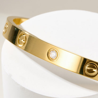 [⭐Novea]LOVE BRACELET 6.1MM 1 DIAMOND OPEN CUFF