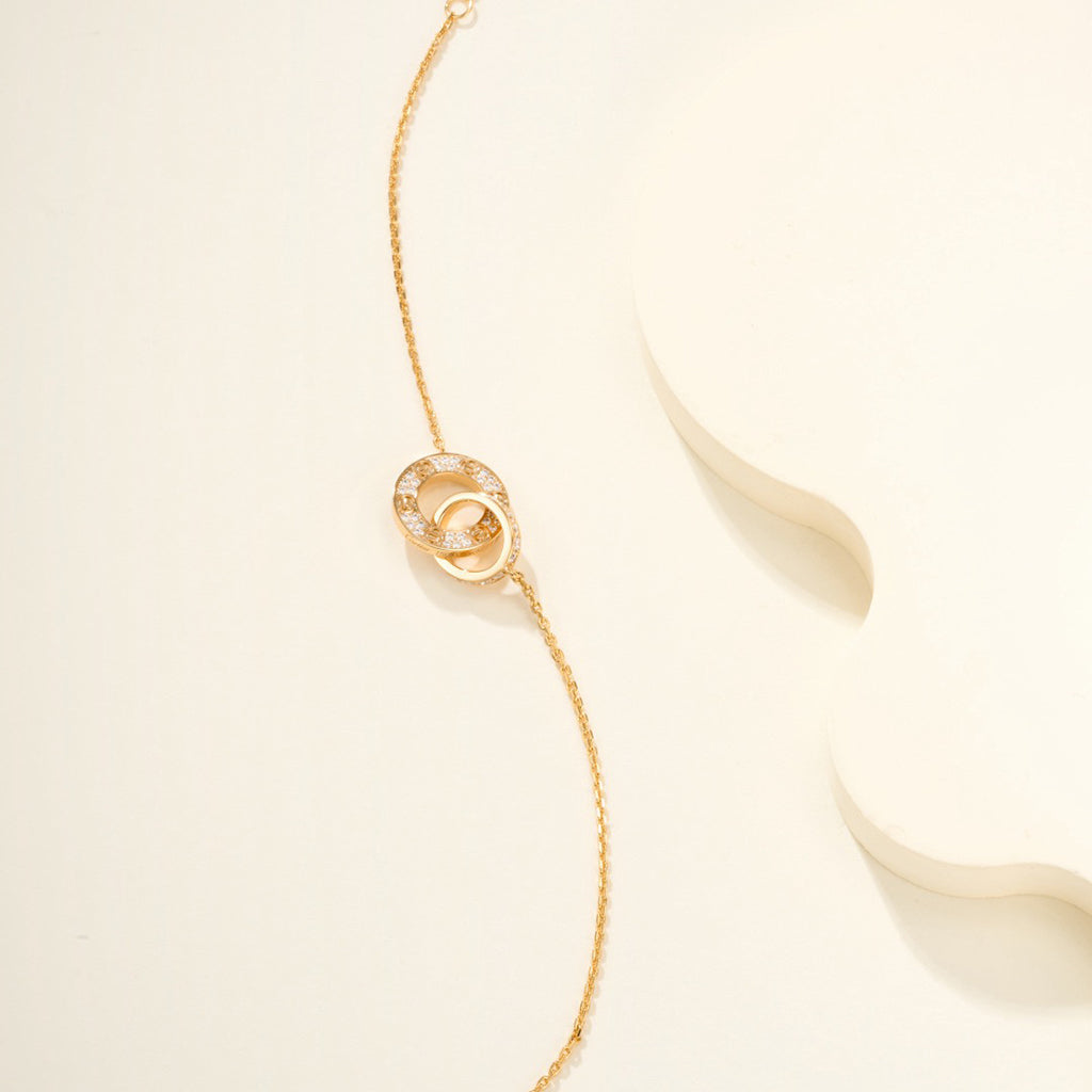 [⭐Novea]LOVE DOUBLE RING FULL DIAMOND BRACELET