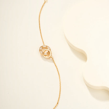 [⭐Novea]LOVE DOUBLE RING FULL DIAMOND BRACELET