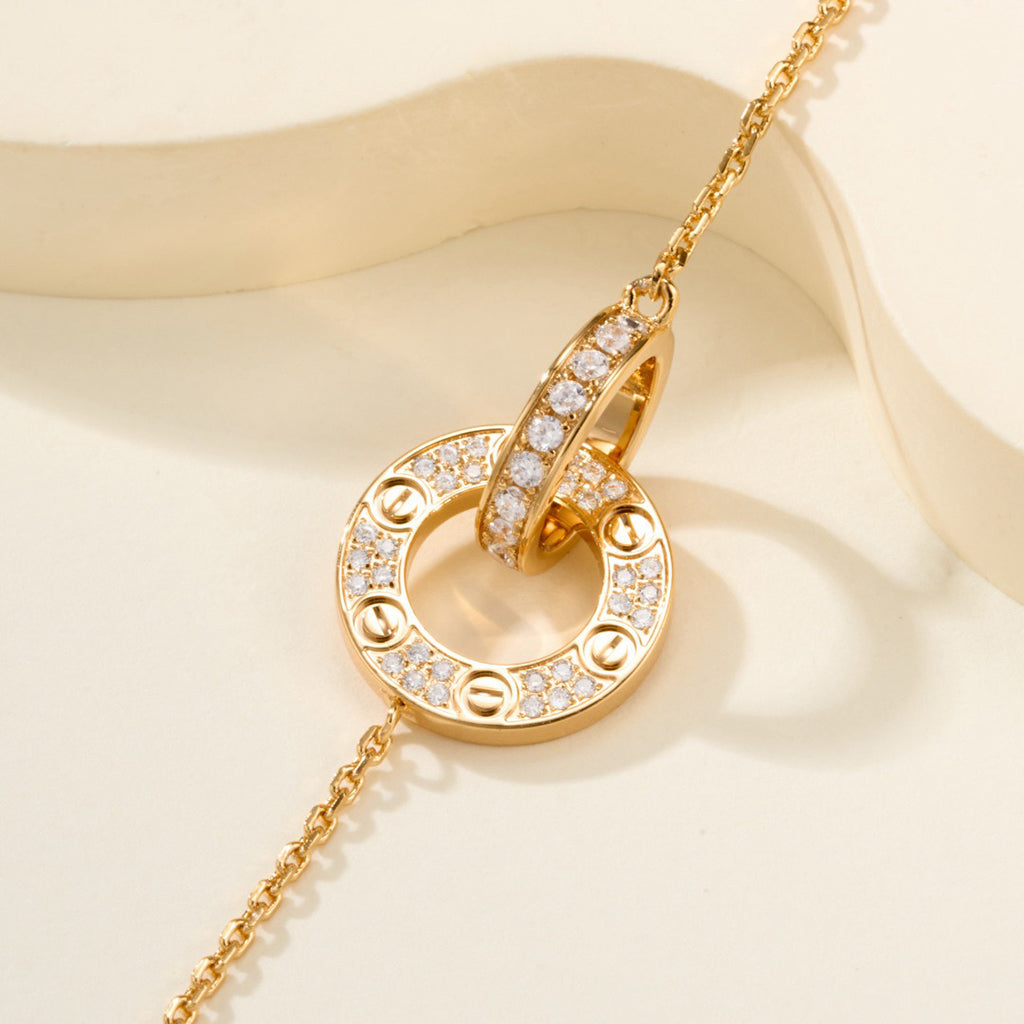 [⭐Novea]LOVE DOUBLE RING FULL DIAMOND BRACELET