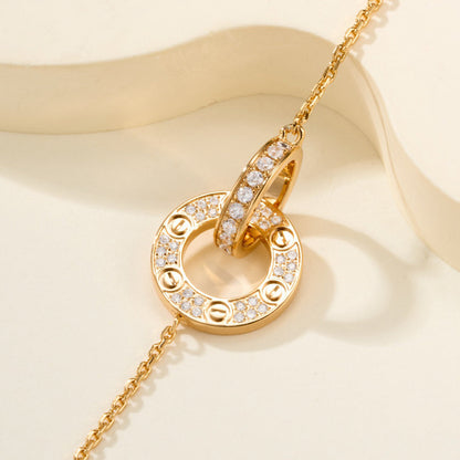 [⭐Novea]LOVE DOUBLE RING FULL DIAMOND BRACELET