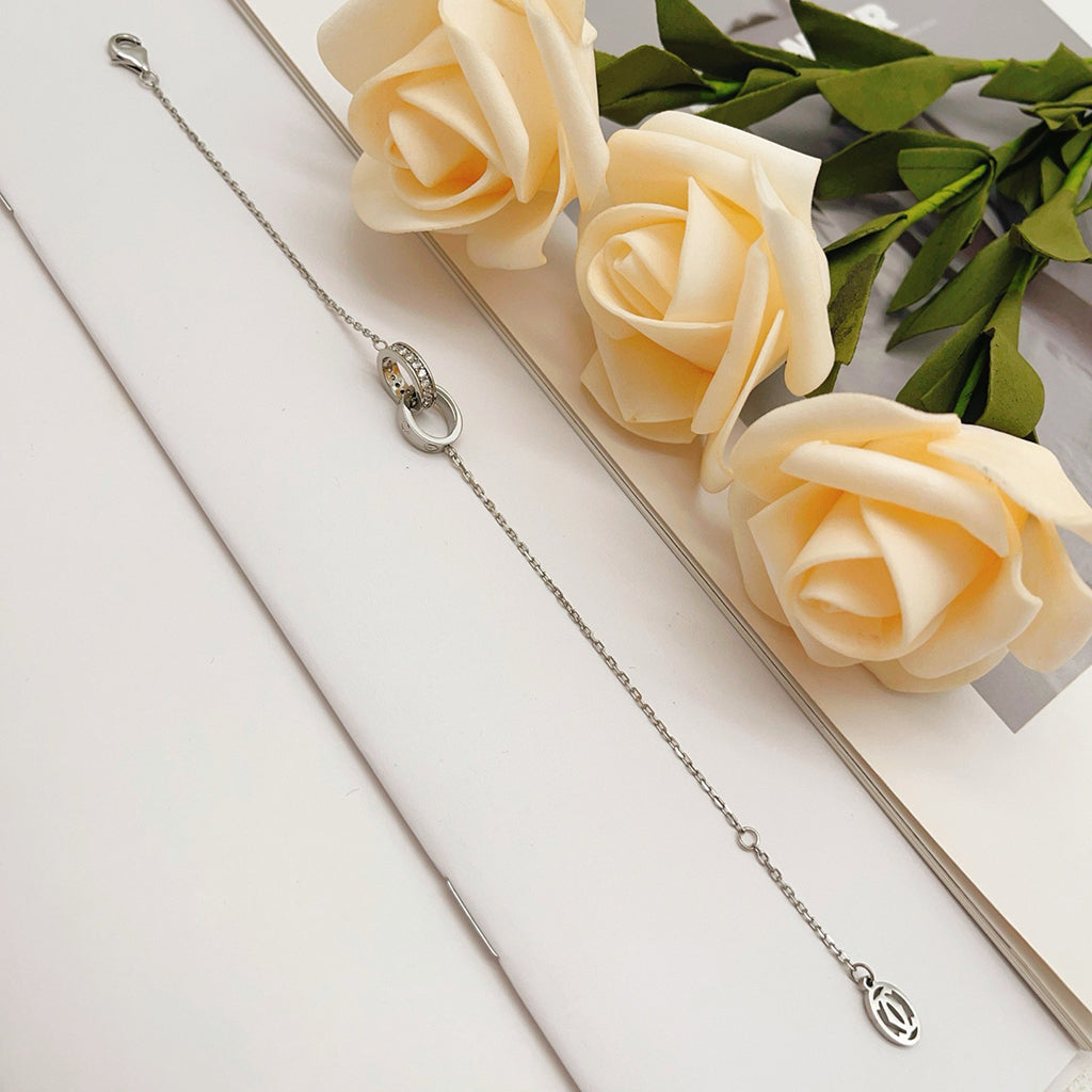 [⭐Novea]LOVE DOUBLE RING HALF DIAMOND BRACELET