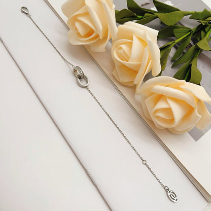 [⭐Novea]LOVE DOUBLE RING HALF DIAMOND BRACELET