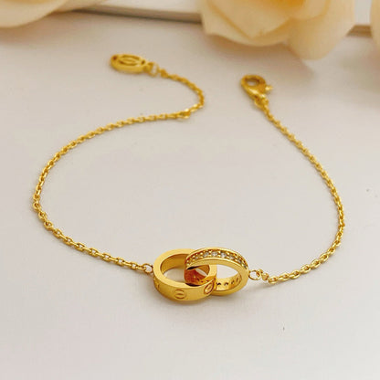 [⭐Novea]LOVE DOUBLE RING HALF DIAMOND BRACELET